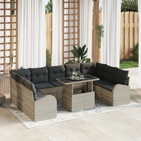 Conjunto de Sofá de Jardim vidaXL 10 Peças com Almofadas Cinza Claro e