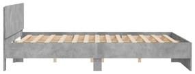 Estrutura de cama com cabeceira 160x200 cm cinzento cimento