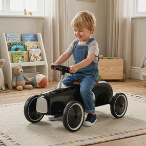 Carrinho Infantil de Condução Vintage, 75 x 39 x 40 cm, Ângulo de Direção Limitado a 50°, Preto