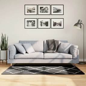 Tapete shaggy de pelo alto PAMPLONA 80x150 cm preto e creme