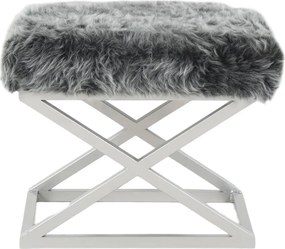 Pouffe Capraz – Prateado Cinzento – 50x42x40 cm