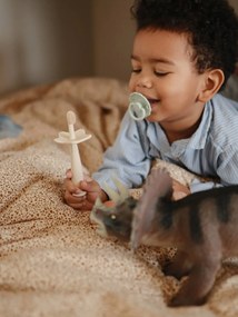 Escova de dentes de aprendizagem Montessori, da MUSHIE, em silicone rosa
