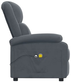 Poltrona de massagens elétrica veludo cinza-escuro
