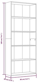 Estante 5 prat. 80x30x189 cm derivados madeira cinzento sonoma
