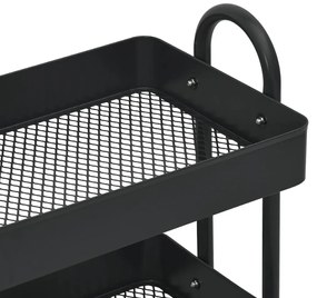 Carrinho com 3 prateleiras 46x34x79 cm aço preto