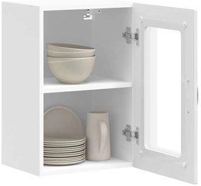 Armário parede de cozinha porta vidro Kalmar branco alto brilho