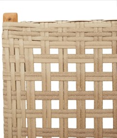 Cadeiras jardim reclináveis 6 pcs vime PE/madeira maciça bege