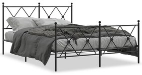 Estrutura de cama com cabeceira e pés 140x190 cm metal preto