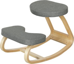 Cadeira de joelhos, cadeira ergonómica de madeira com balanço, cadeira de joelhos para escritório em casa, cinzenta