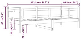 Sofá-cama madeira de pinho maciça 90x190 cm