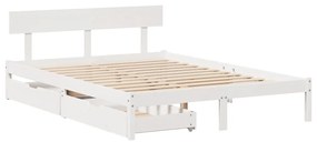 Cama sem colchão 140x190 cm madeira de pinho maciça branco