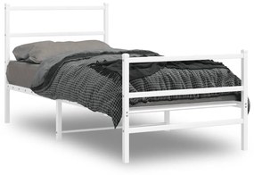 355425 vidaXL Estrutura de cama com cabeceira e pés 90x200 cm metal branco