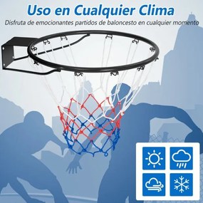 Cesto de basquetebol para porta montado na parede Golo de basquetebol com rede universal resistente para todas as condições climatéricas 49,5 x 41,5 x