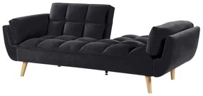 Sofá-cama em veludo preto ASBY Beliani