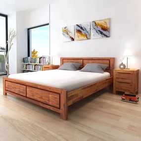 Estrutura de cama madeira de acácia maciça 180x200 cm castanho