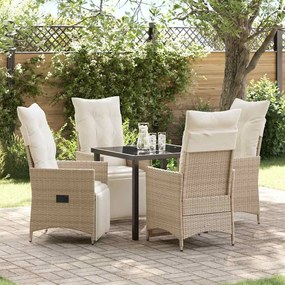 vidaXL Conjunto de Jantar para Jardim 5 pcs Bege Rattan Sintético