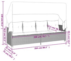 5 pcs conjunto sofás de jardim c/ almofadões vime PE cinzento