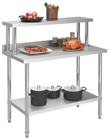 Mesa trabalho cozinha c/ prateleira 120x60x120cm aço inoxidável