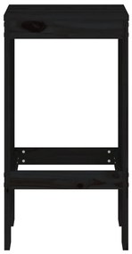 Bancos de bar 2 pcs 40x36x75 cm madeira de pinho maciça preto