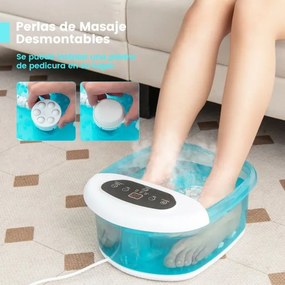 Massajador de banho para pés com pedra de massagem amovível e pérolas Massajador de banho para pés com bolhas e vibração 33 x 39 x 18 cm Azul
