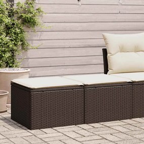 2 pcs conj. sofás jardim c/ almofadões vime PE/acácia castanho