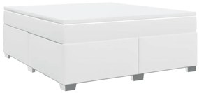 Cama com molas/colchão 180x200 cm couro artificial branco