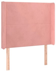 Cama box spring c/ colchão/LED 80x200 cm veludo rosa