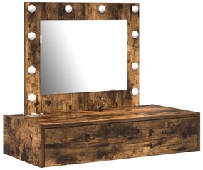 Mesa de Maquiagem Suspensa com Luzes LED Carvalho Fumado