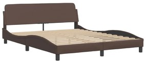 Cama com colchão 160x200 cm couro artificial castanho