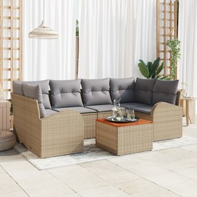 Conjunto de Sofás de 7 Peças vidaXL com Almofadas Bege Poliratan Acáci