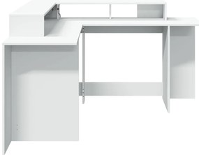 Secretária c/ luzes LED 152x152x91 cm derivados madeira branco