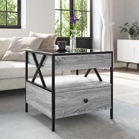 Mesa de centro luzes LED Infinity 50x50x51 cm cinzento sonoma