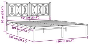 Estrutura de cama com cabeceira 160x200 cm metal branco