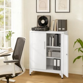 Armário arquivo escritório com fechadura e 2 portas 40 x 80 x 90 cm branco