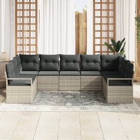 Conjunto de Sofá de Jardim vidaXL de 9 Peças com Almofadas Cinza Claro