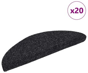 Tapetes de escada adesivos 20 pcs 56x17x3 cm preto