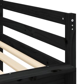 Cama alta criança c/ túnel 90x190 cm pinho maciço branco/preto
