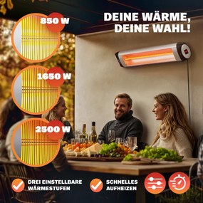 Aquecedor exterior radiante MZH2501 2500W Prata