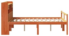 Cama c/ estante sem colchão 120x200cm pinho maciço castanho-mel