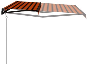 Toldo retrátil automático 600x300 cm laranja e castanho