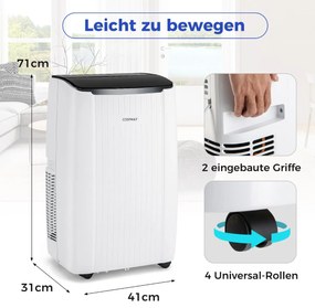 Ar condicionado móvel 14000BTU com mangueira de exaustão Ar condicionado 4 em 1 com aquecedor desumidificador branco