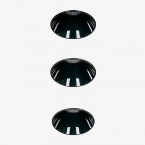 Pack De 3 Downlights Led Embutidos Sem Moldura Trimless Redondos Ø5,3 Cm Para Exterior Em Alumínio Luisiana Branco Cálido 2700k & Preto & 8 W & 23º -