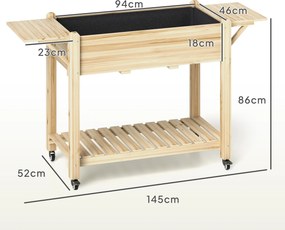 Floreira de Madeira Coimbra – 145×52×86 cm – Madeira Tratada e Rodas –
