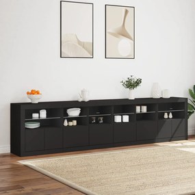 Aparador com luzes LED 283x37x67 cm preto