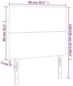 Cabeceira cama c/ LED couro artificial 90x5x118/128 cm branco