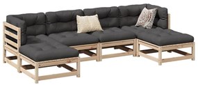 vidaXL 6 pcs conjunto sofás de jardim madeira de pinho maciça