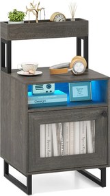 Mesa de cabeceira com luzes LED 45 x 40 x 80 cm com tabuleiro superior Estrutura metálica Cinzenta