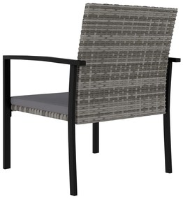 3 pcs conjunto de jantar para jardim vime PE cinzento