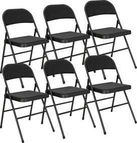 HOMCOM Lote de 6 Cadeiras Dobráveis Cadeiras de Jantar Portáteis Estrutura de Aço 45x46x78 cm Preto | Aosom Portugal