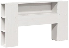 Cabeceira com arrumação 140 cm madeira de pinho maciça branco